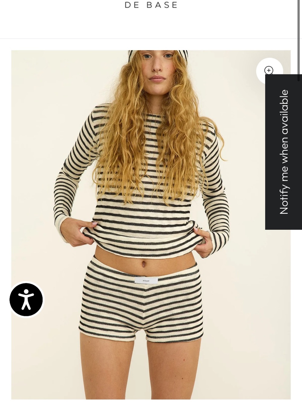 Women's Black & Cream Striped Knit Shorts